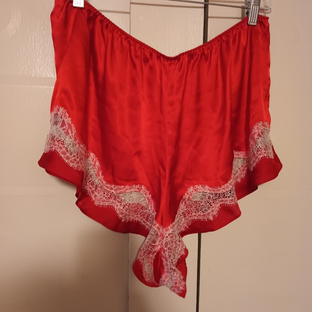 Victoria's Secret Satin Cami And Short Sleep Set Womens XL Red Lace Ruffle - Picture 14 of 15